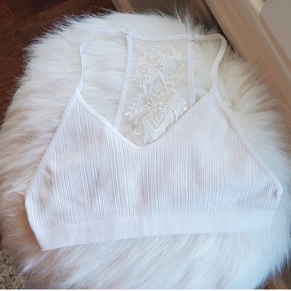 White Lace Racerback Bralette - Women Intimates & Sleepwear - Picture 6 of 12